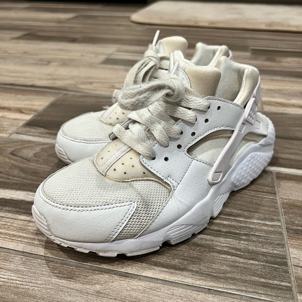 Nike Air Huarache Run 654275-110 Triple White Size Kids 4.5Y